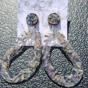 Lavendar Filled Druzy Acrylic Earrings